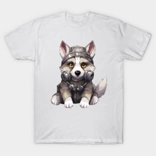 Siberian Husky Dog Wearing Gas Mask T-Shirt